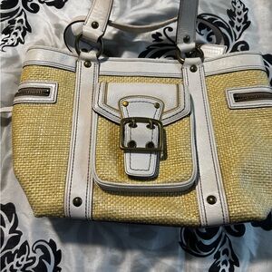 Coach White and Tan Shoulder Bag